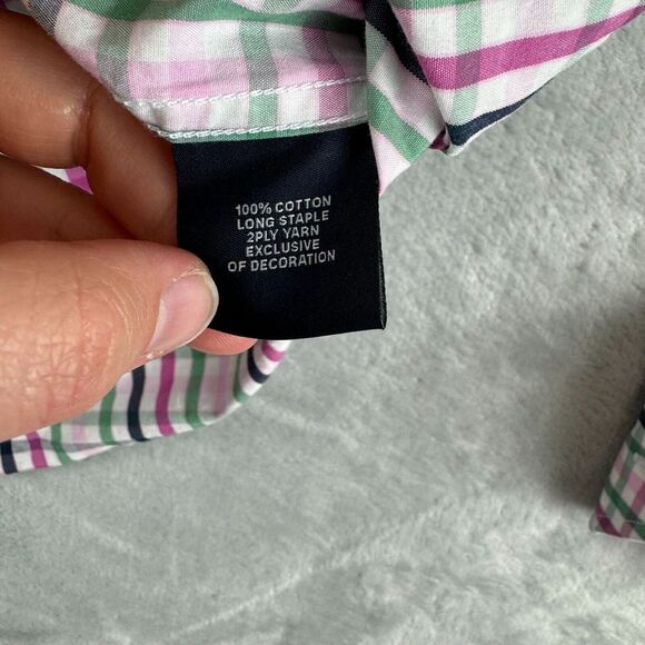 Tailorbyrd Shirt Mens Medium Pink Green Plaid Flip Cuff Button‎ Up Pocket - Picture 8 of 13